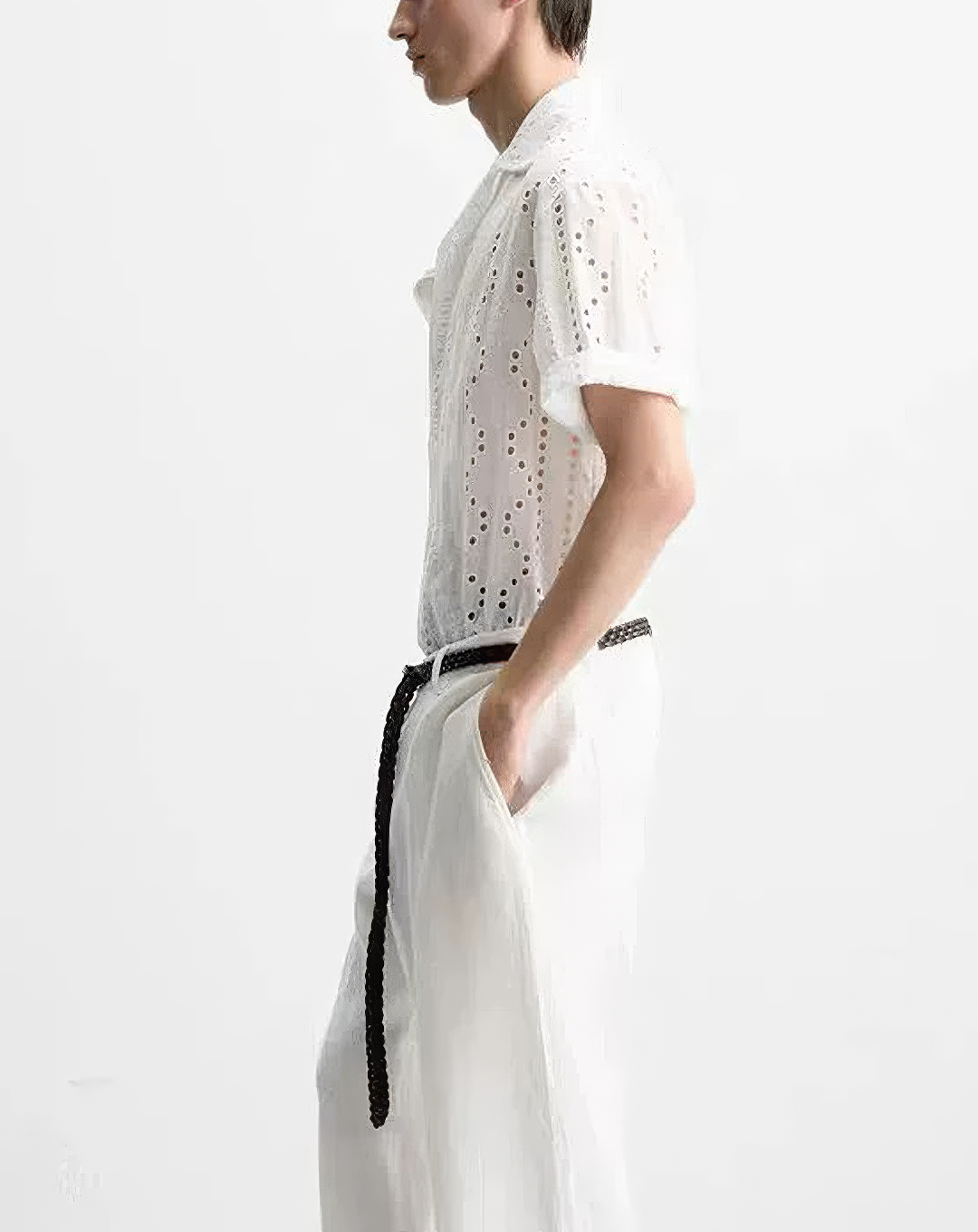 ♂Eyelet Lace Casual Shirt