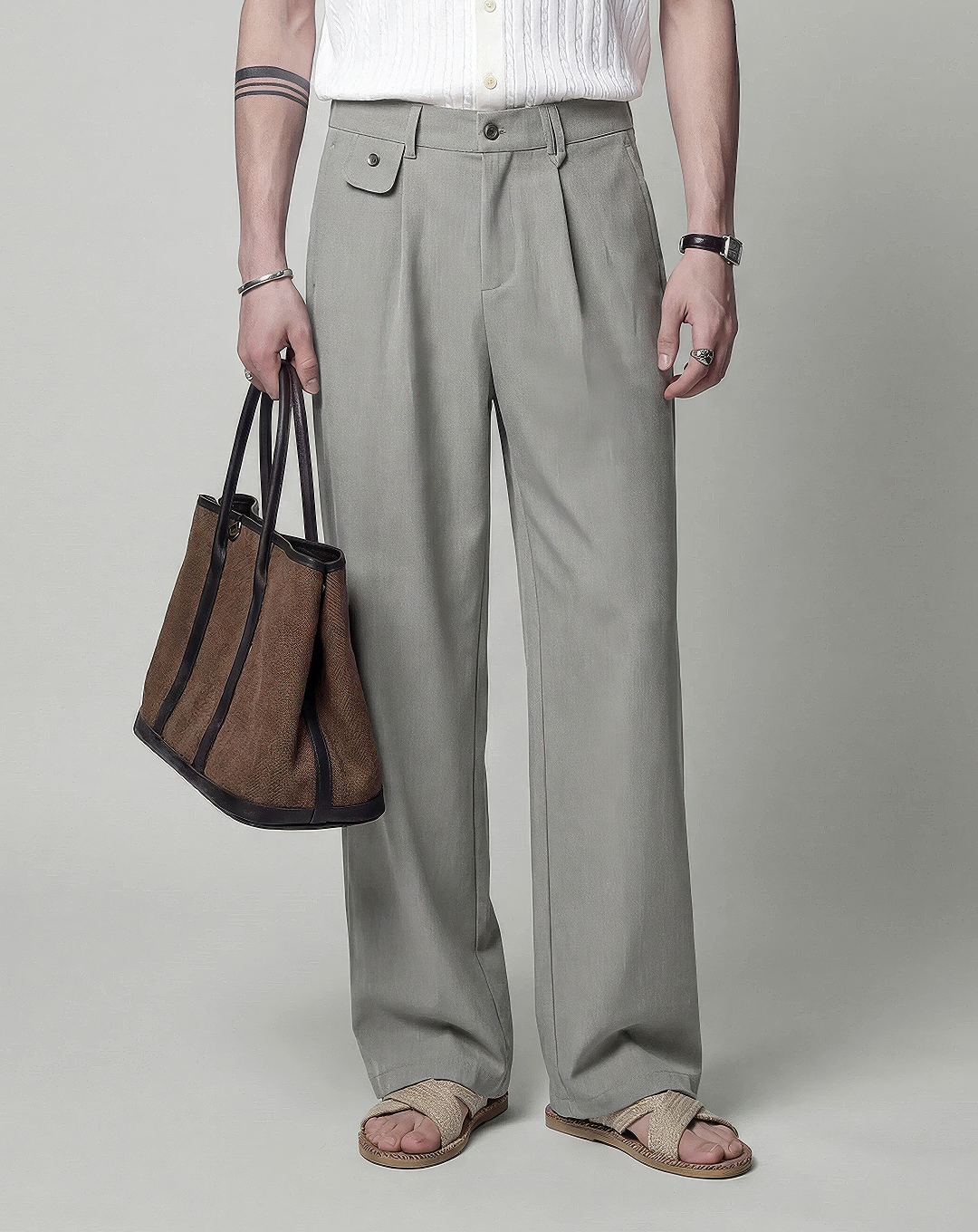 ♂♀Front Tuck Straight Slacks