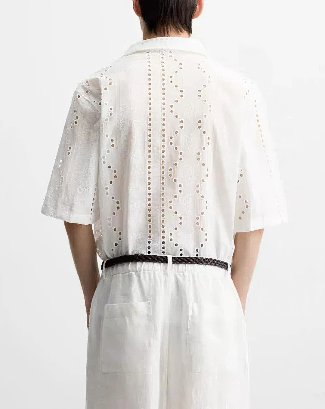 ♂Eyelet Lace Casual Shirt