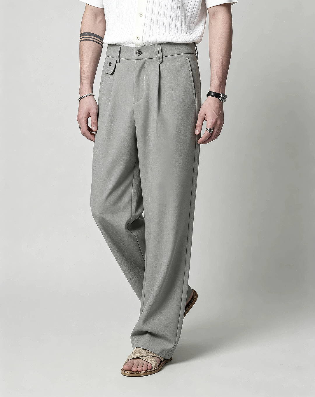 ♂♀Front Tuck Straight Slacks