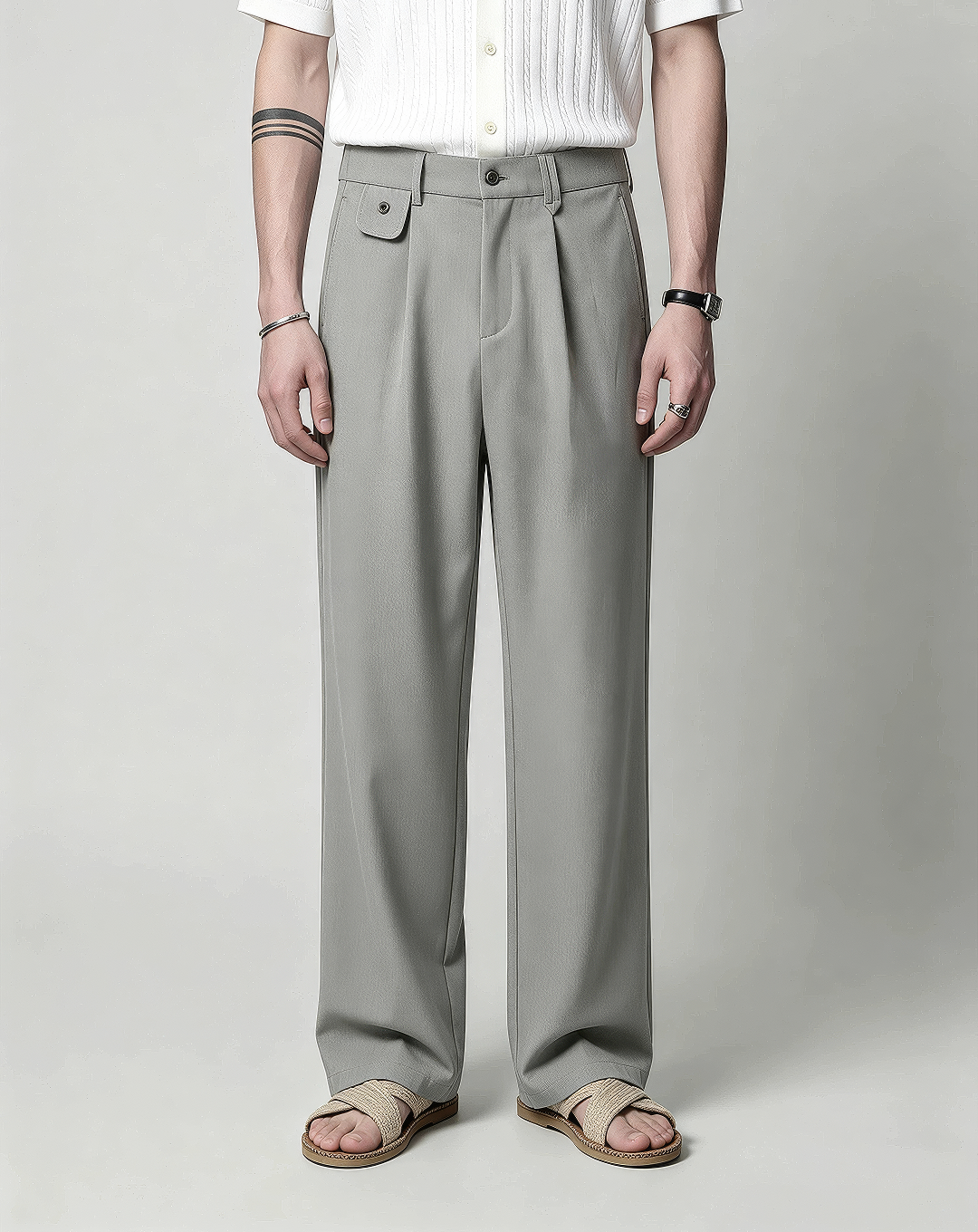 ♂♀Front Tuck Straight Slacks