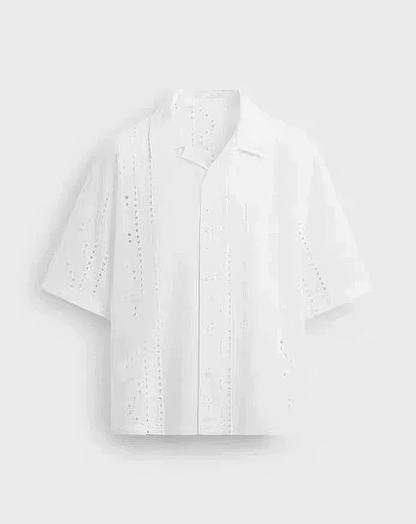 ♂Eyelet Lace Casual Shirt