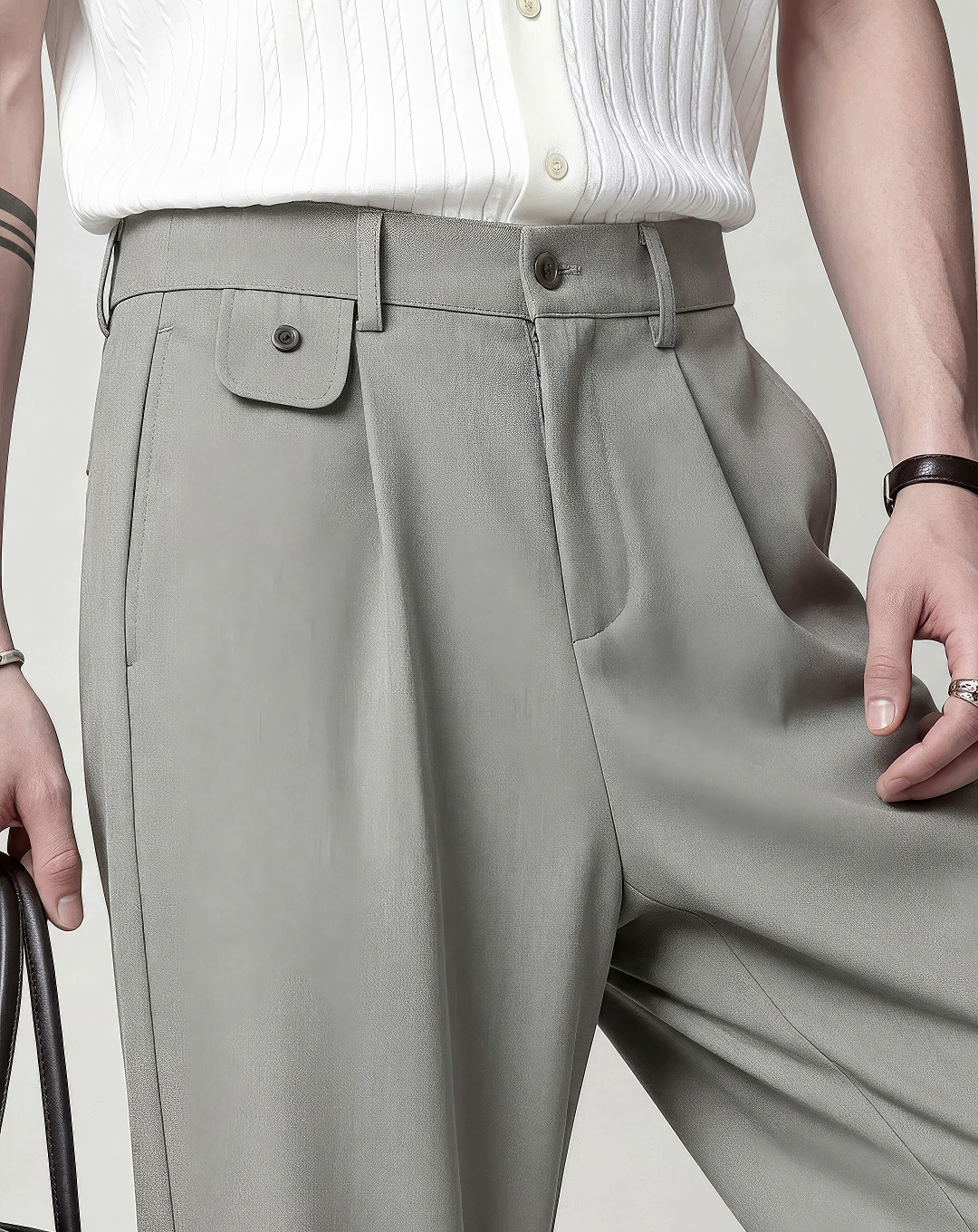 ♂♀Front Tuck Straight Slacks