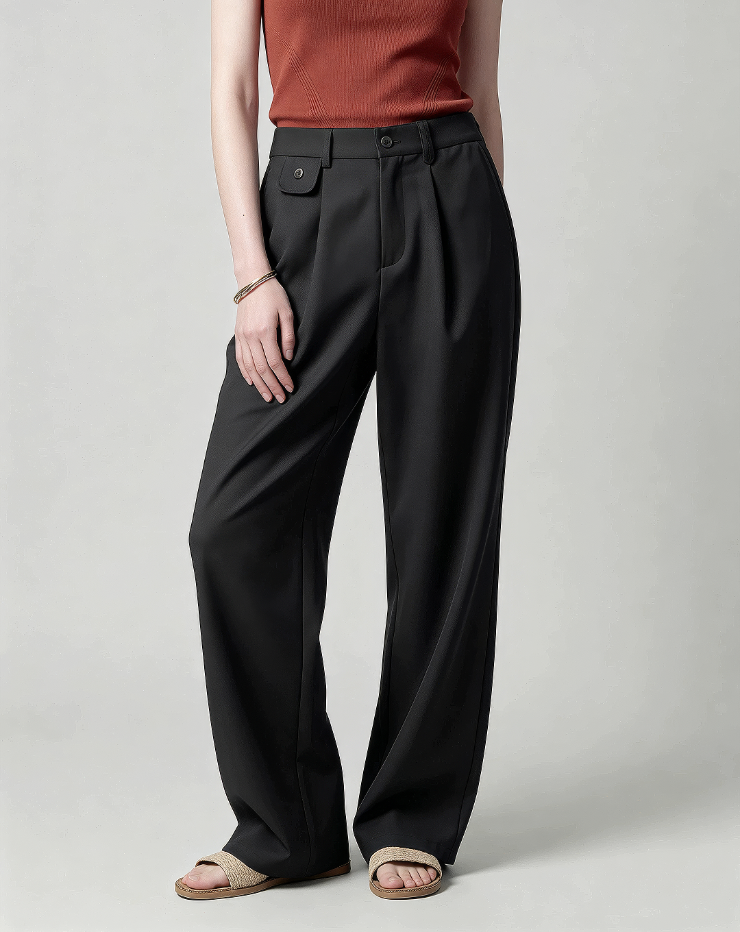 ♂♀Front Tuck Straight Slacks