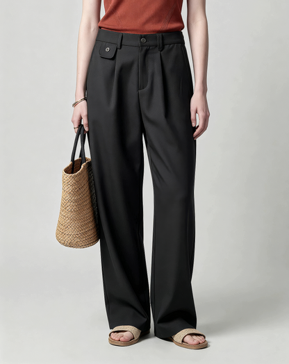 ♂♀Front Tuck Straight Slacks