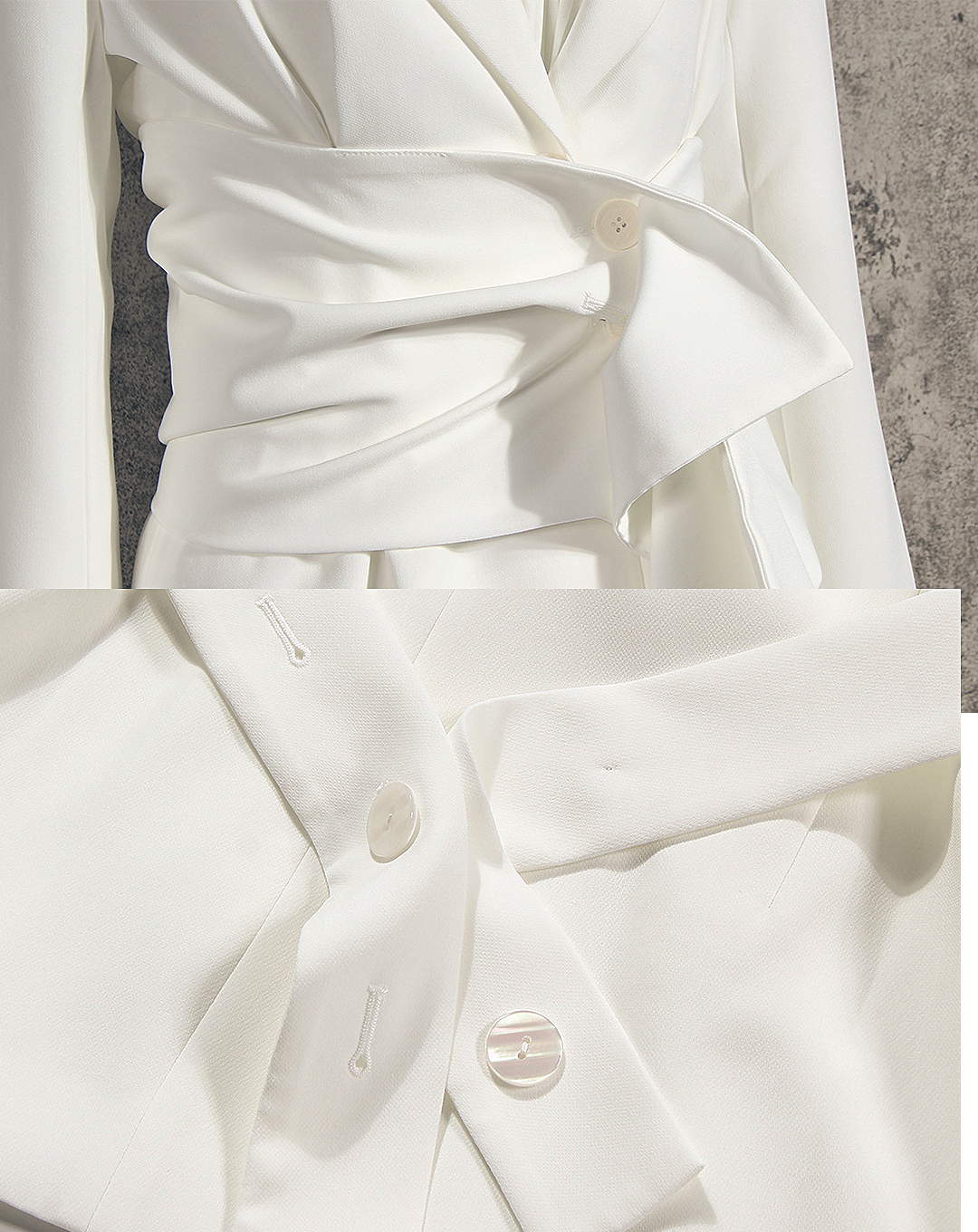 ♀Sash Belt White Jacket