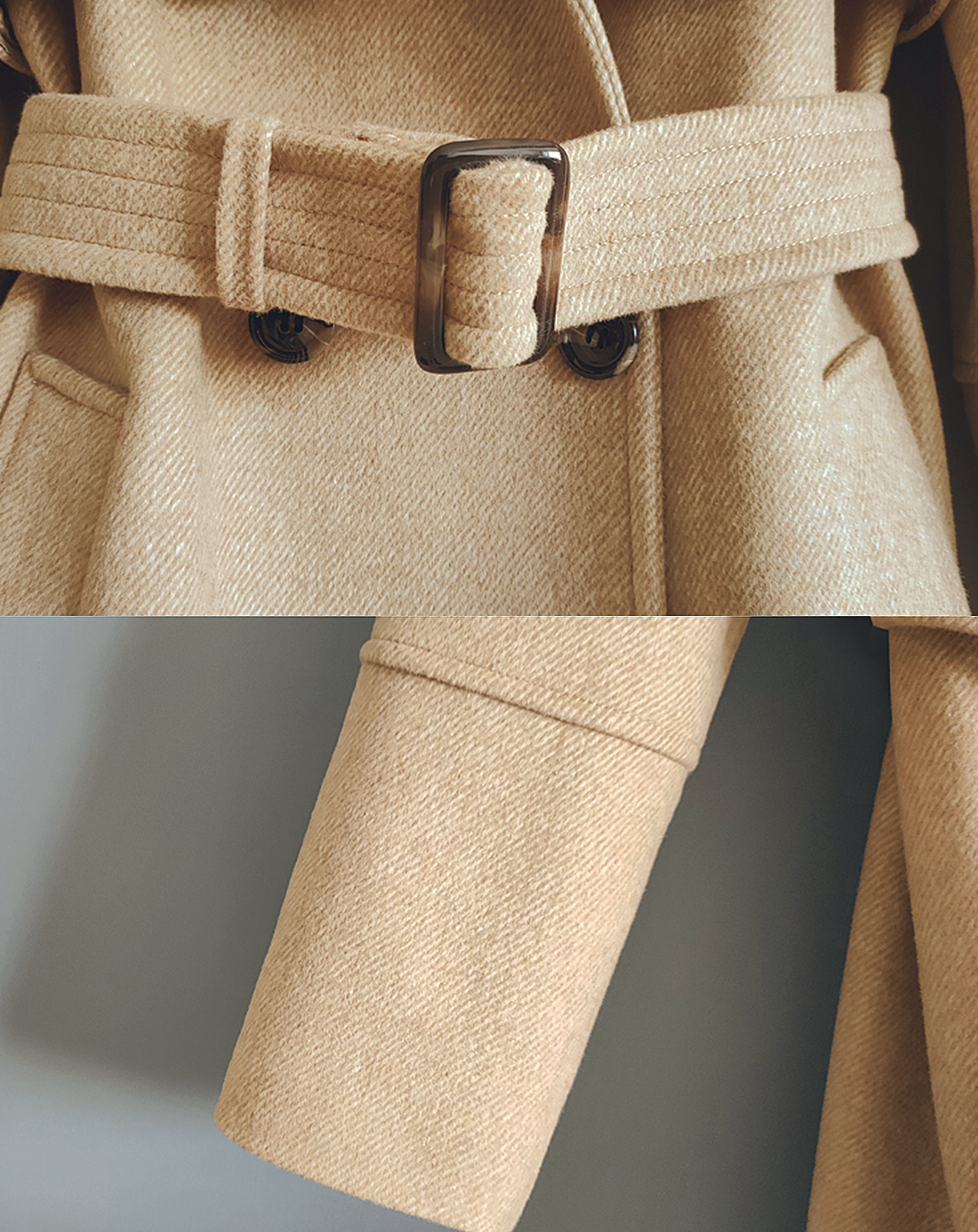 ♀Double Pocket Wool Trench Coat