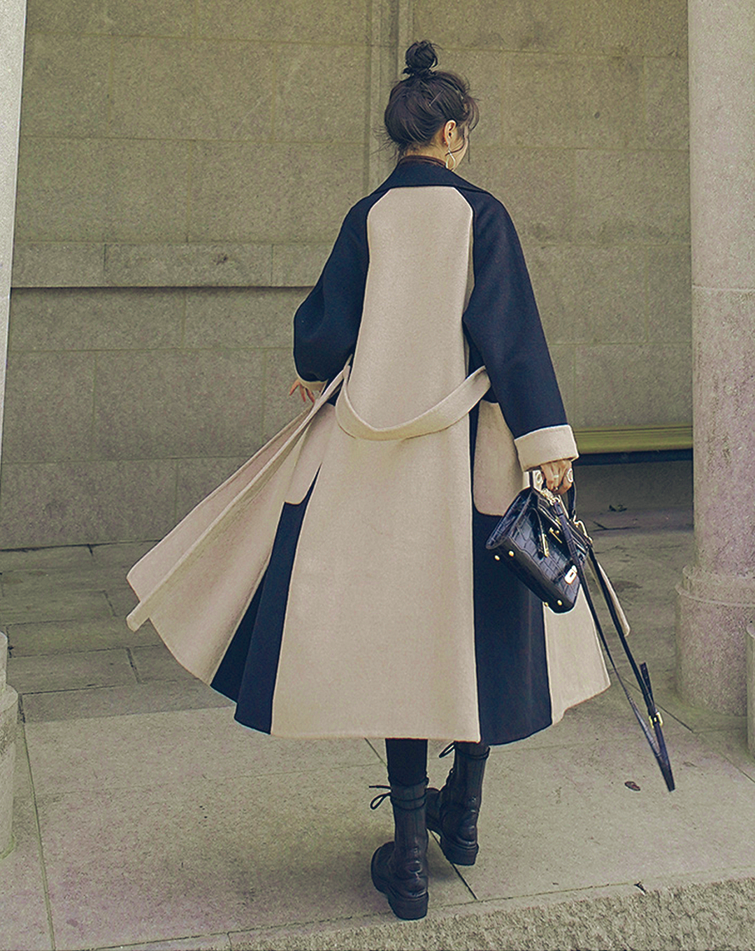 ♀Bicolor Wool Chester Coat