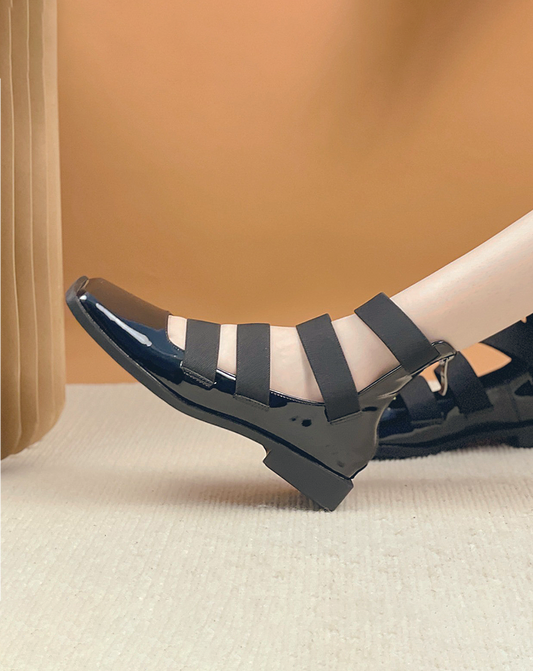 ♀Ankle Strap Square Toe Shoes