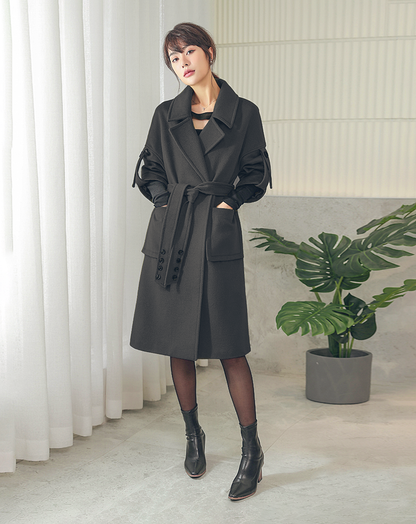 ♀Roll Up Wool Coat