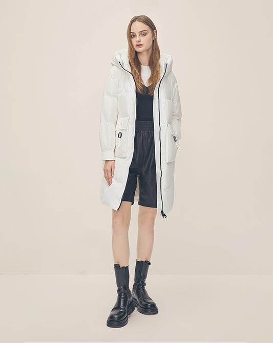 ♀High Neck Flap Pocket Down Coat