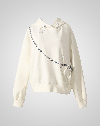 ♀Chain and Clasp Pocket Hoodie