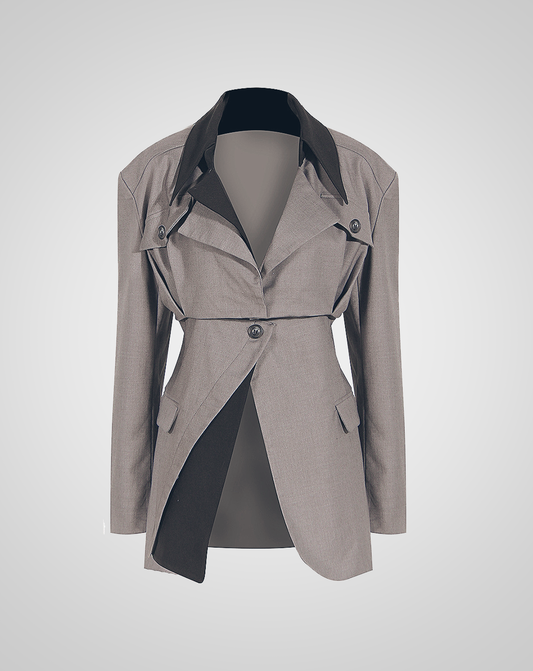 ♀2way Bicolor Tucked Jacket