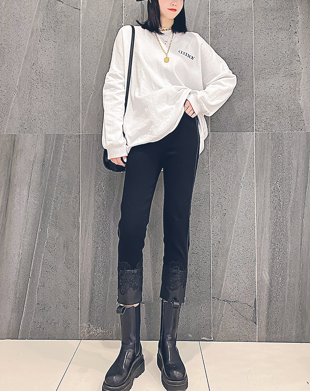 ♀Side Zip Skinny Pants