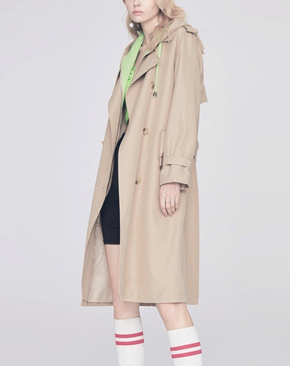 ♀Neon Green Hood Trench Coat