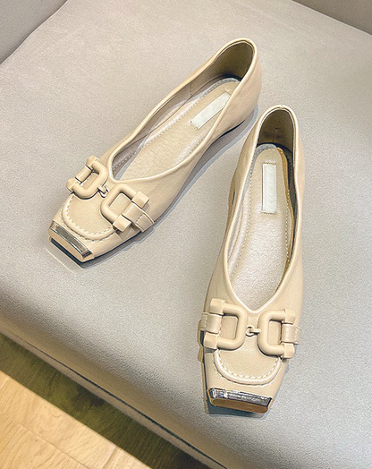 ♀Metallic Toe Buckle Pumps