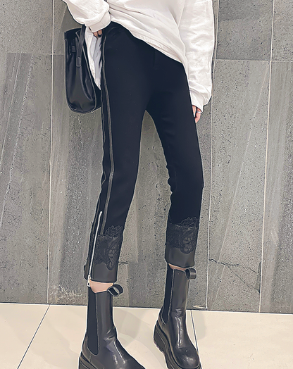 ♀Side Zip Skinny Pants