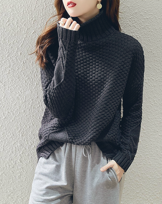 ♀Seed Stitch High Neck Knit