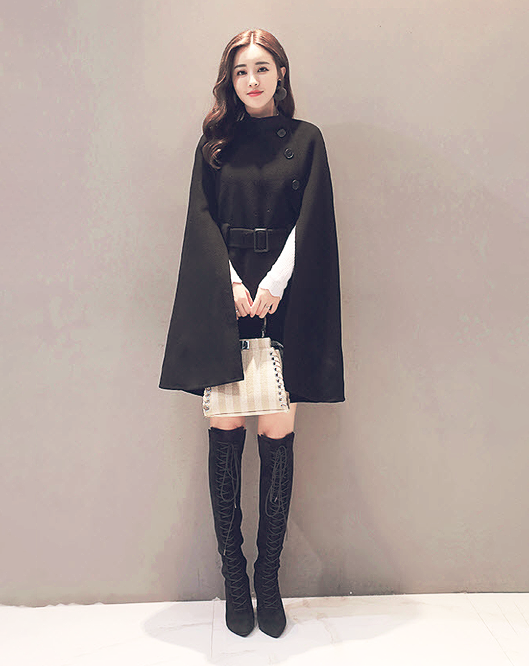 ♀Cape Style Middle Coat