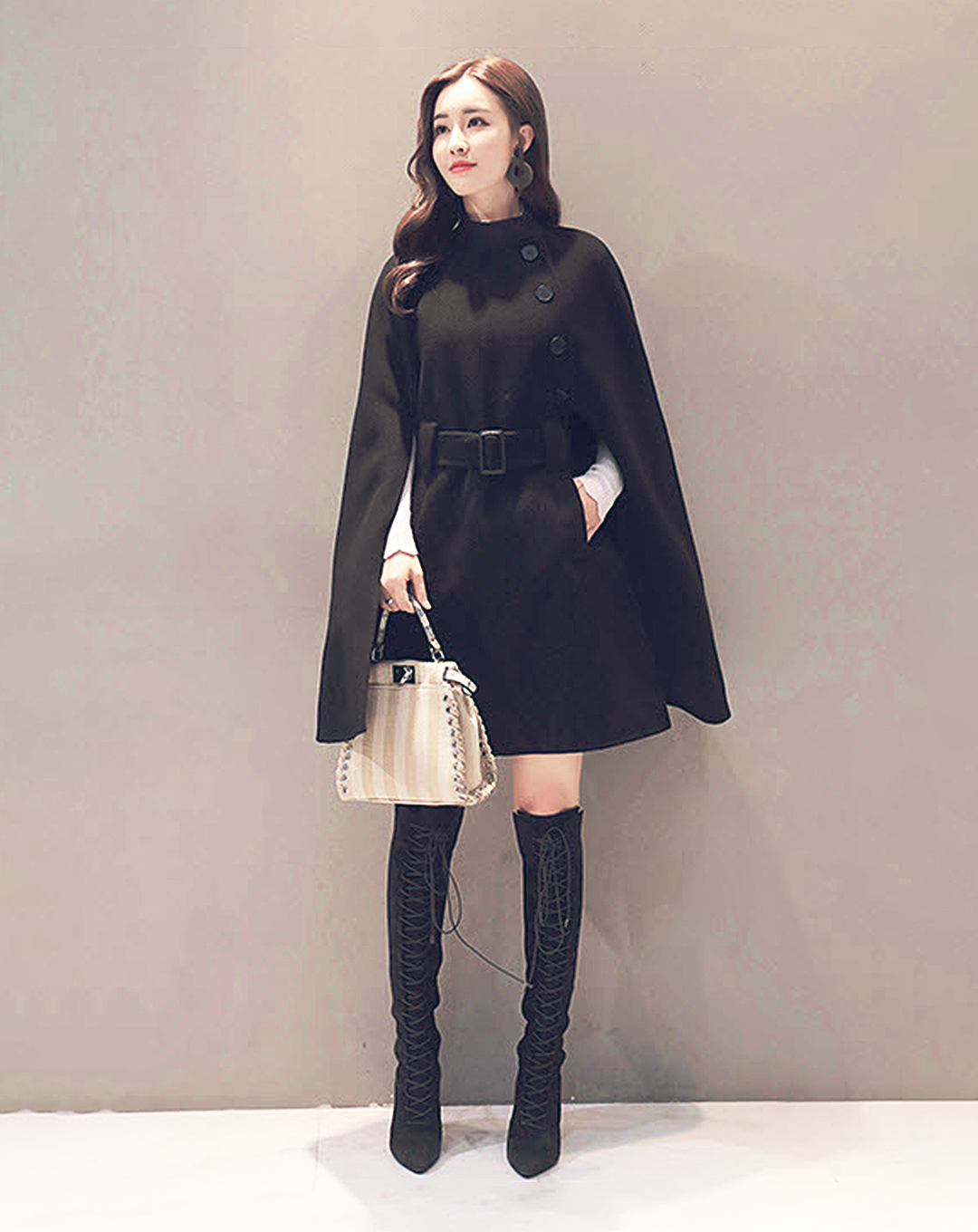 ♀Cape Style Middle Coat