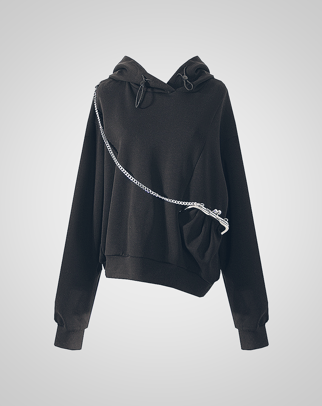 ♀Chain and Clasp Pocket Hoodie