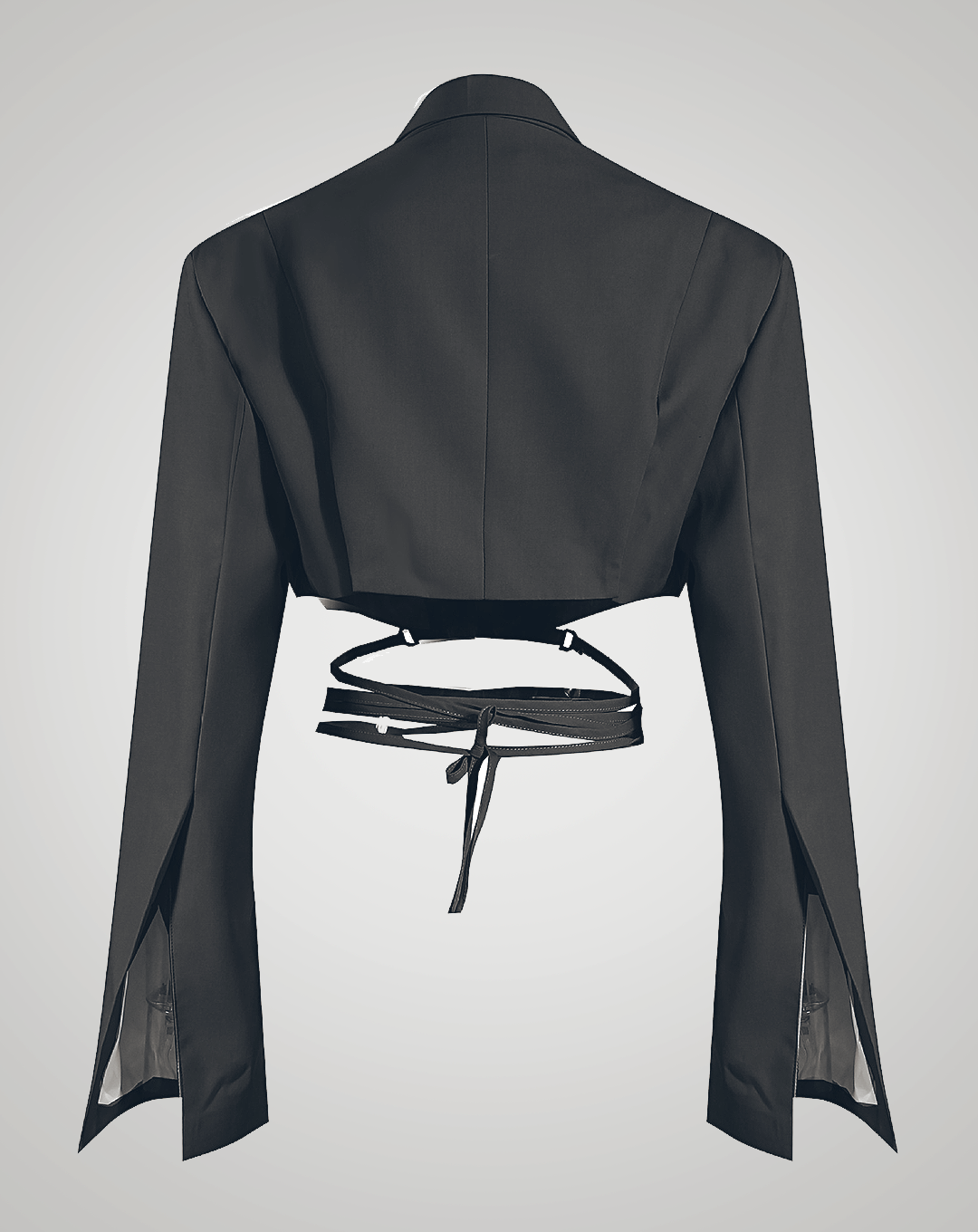 ♀Narrow Belt Short Jacket & Asymmetric Design Pleats Skirt