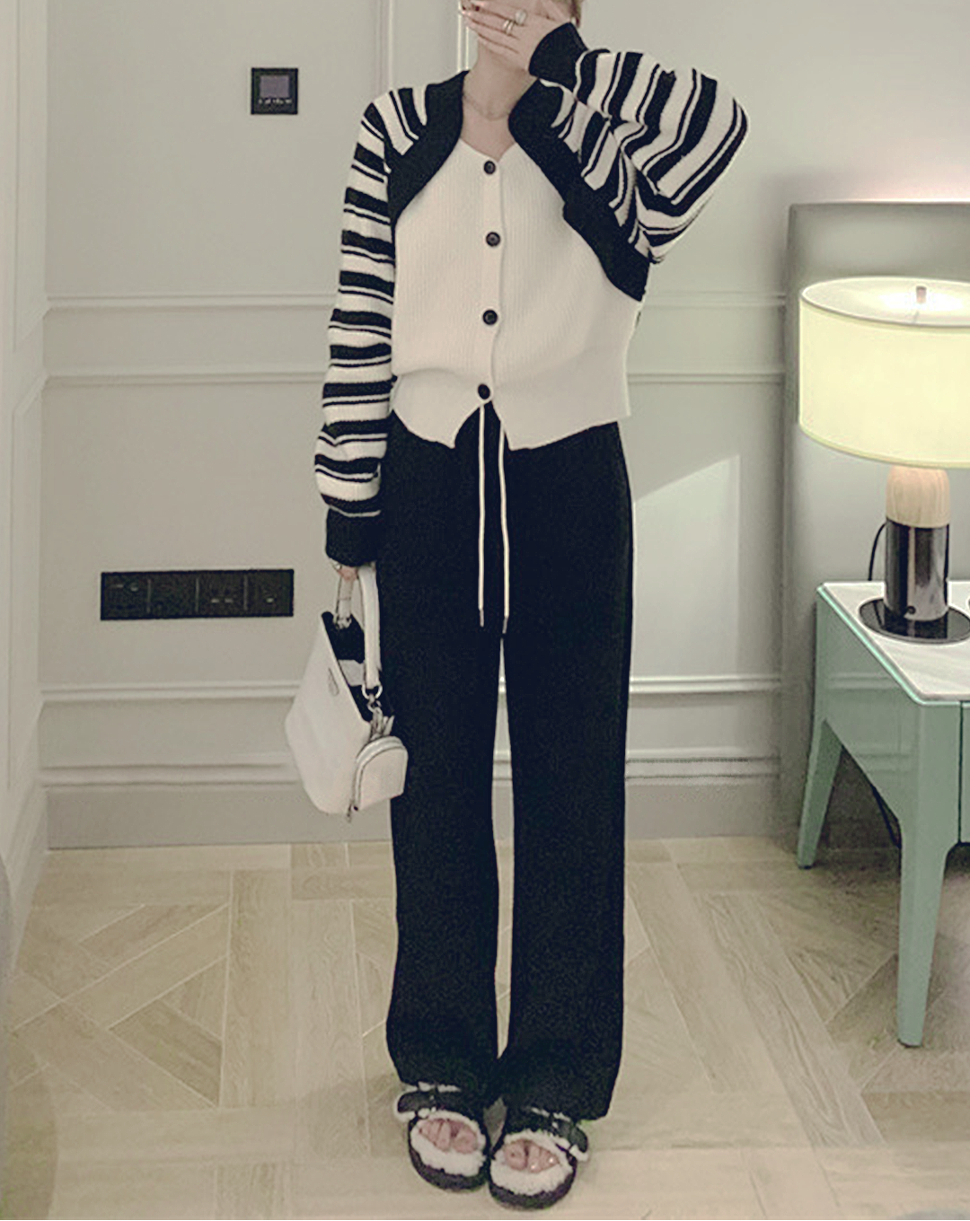 ♀Striped Cardigan Docking Tops