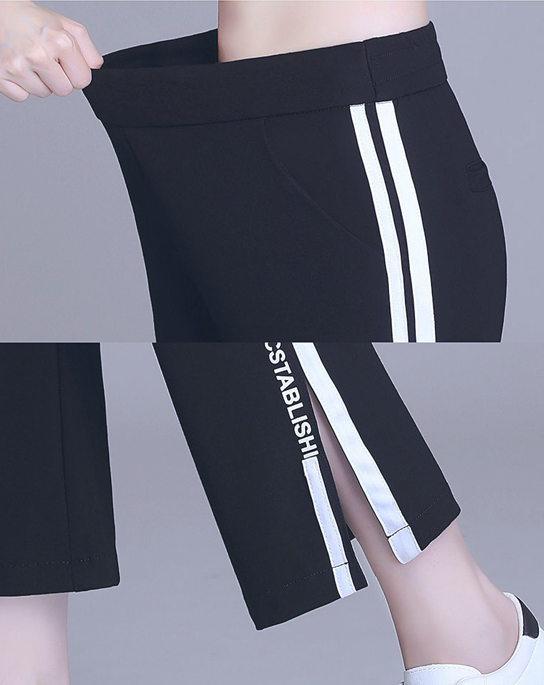 ♀Line Design Cropped Pants