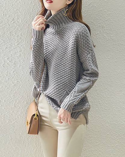 ♀Seed Stitch High Neck Knit