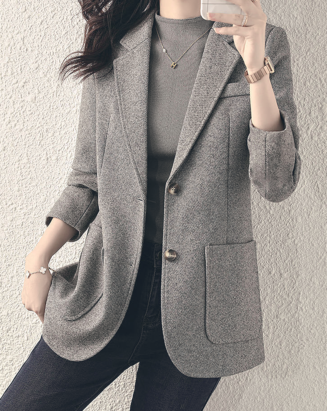 ♀Creased Sleeve Jacket