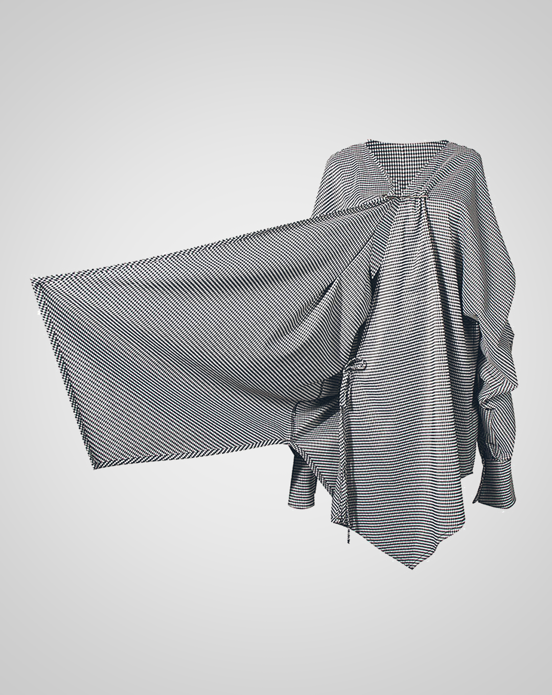 ♀Handkerchief Hem Plaid Shirt & Wrap Skirt