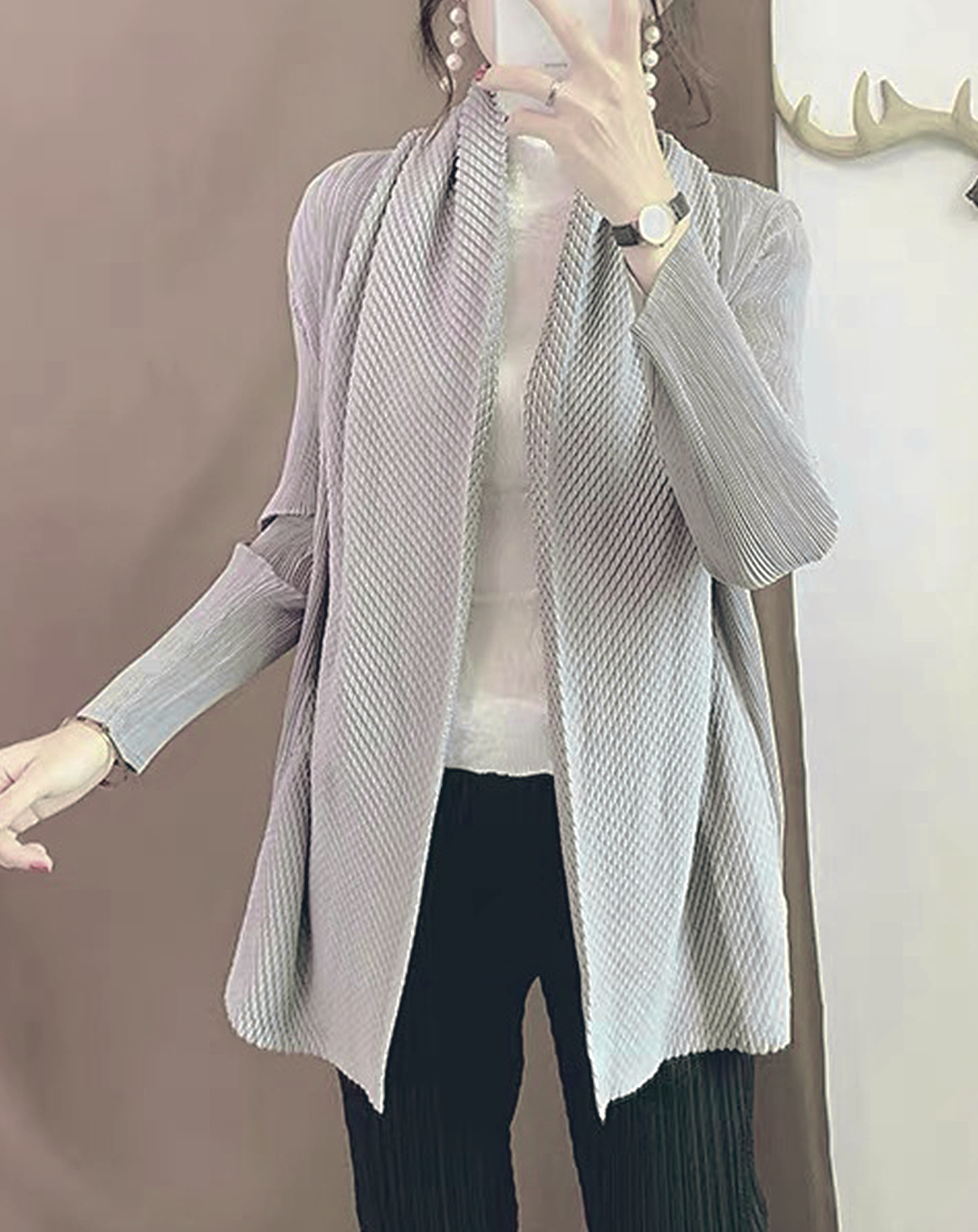 ♀Loose Hem Pleated Jacket