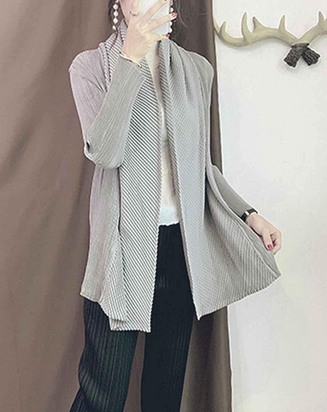 ♀Loose Hem Pleated Jacket