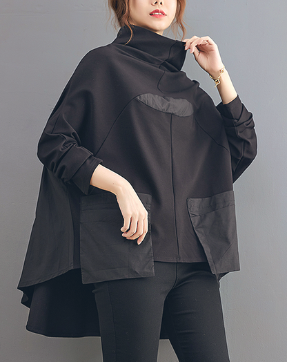 ♀Stand Collar Flap Pocket Pullover
