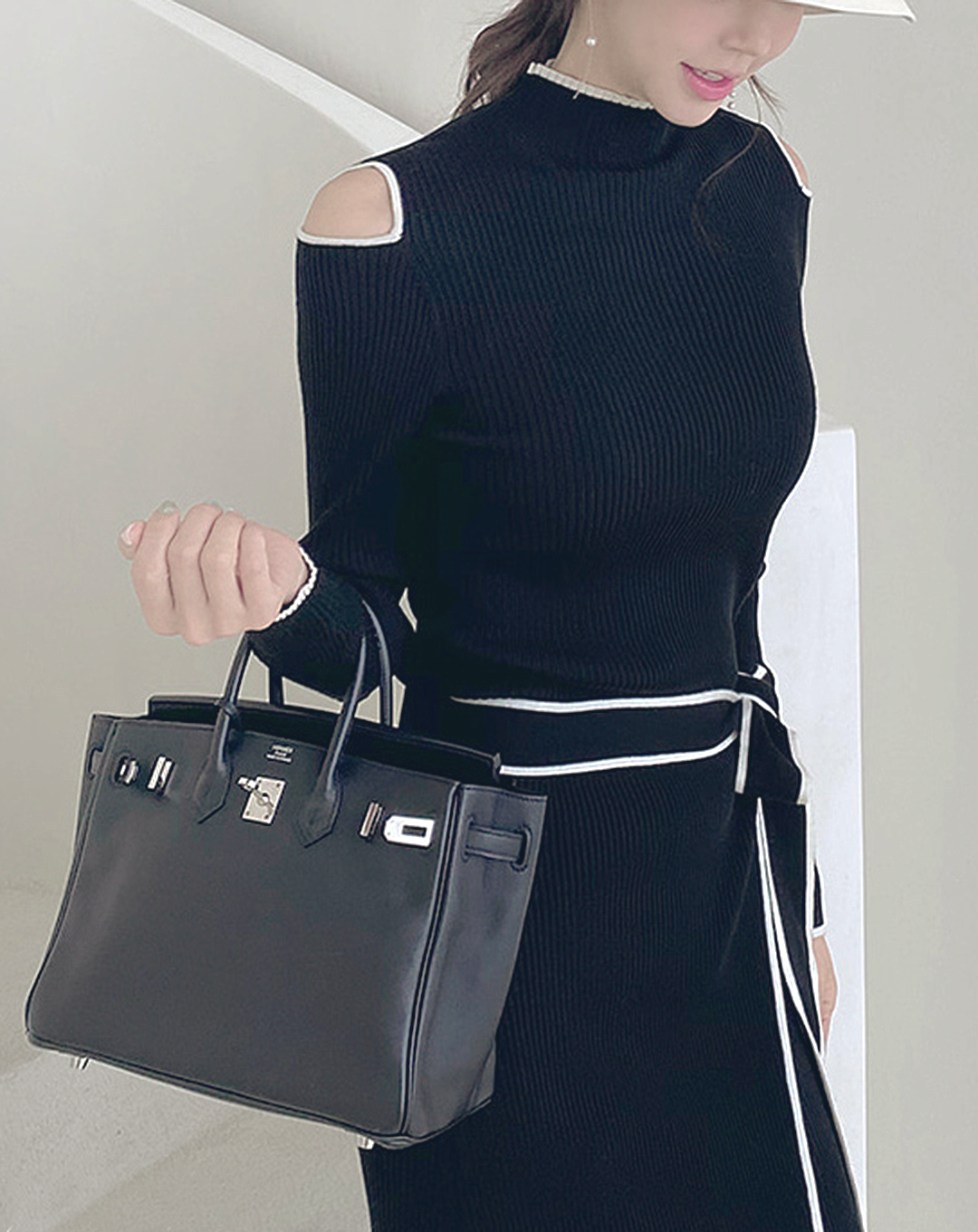 ♀Shoulder Cutout Wrap Design Knit Dress