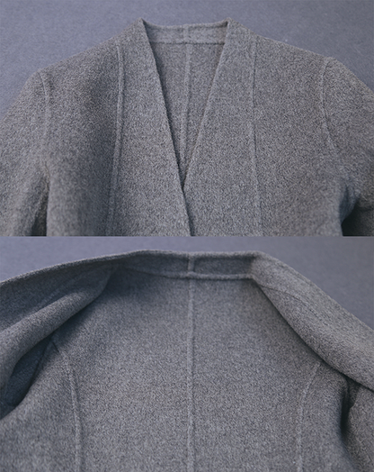 ♀Collarless Wool Jacket