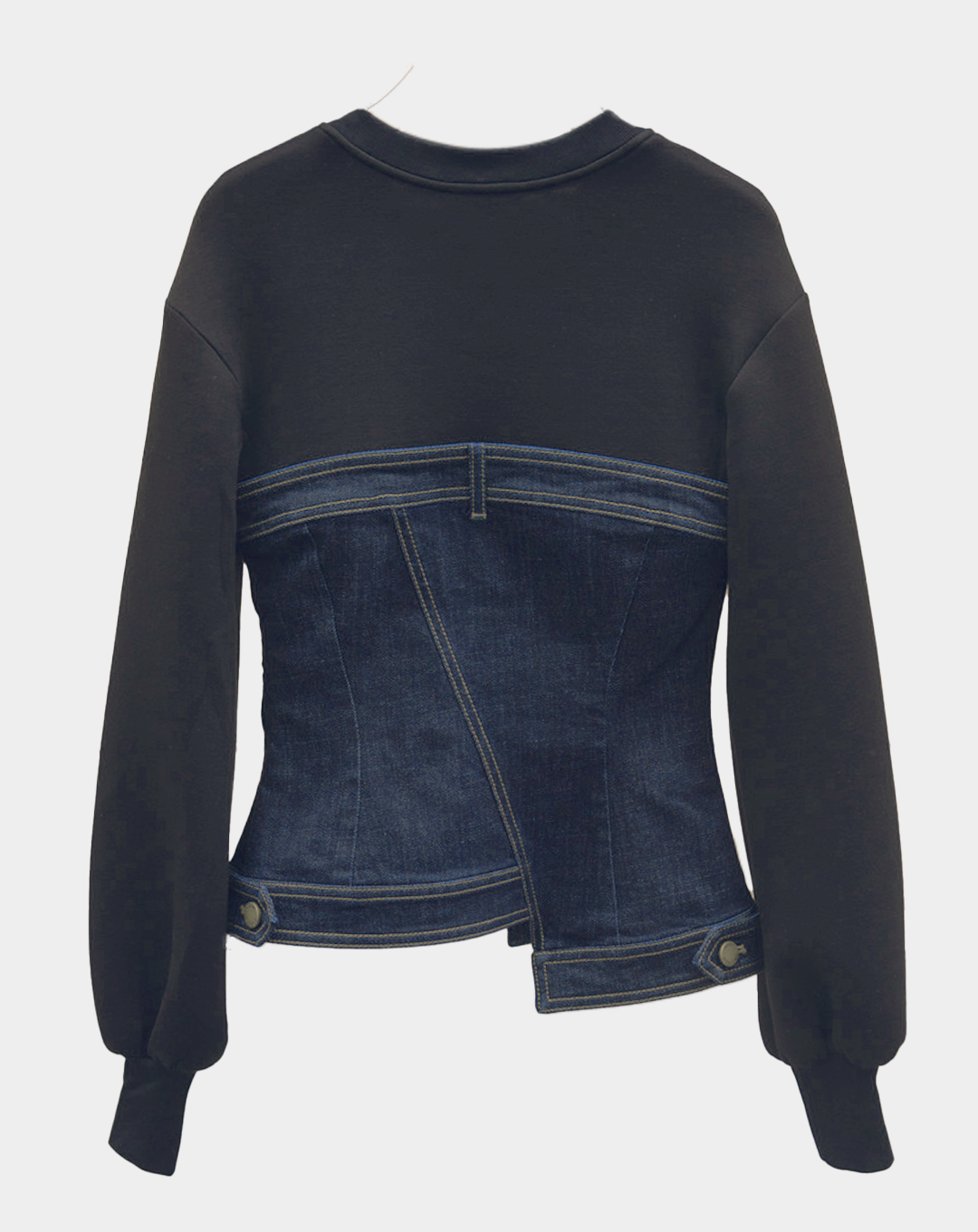 ♀Denim Zip Design Pullover
