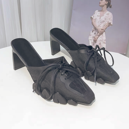 ♀Mesh High Heel Sneaker Sandals