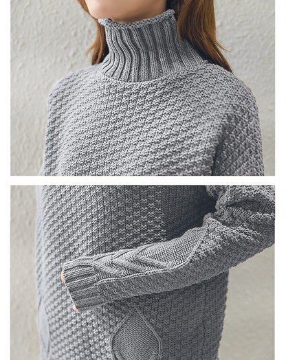 ♀Seed Stitch High Neck Knit