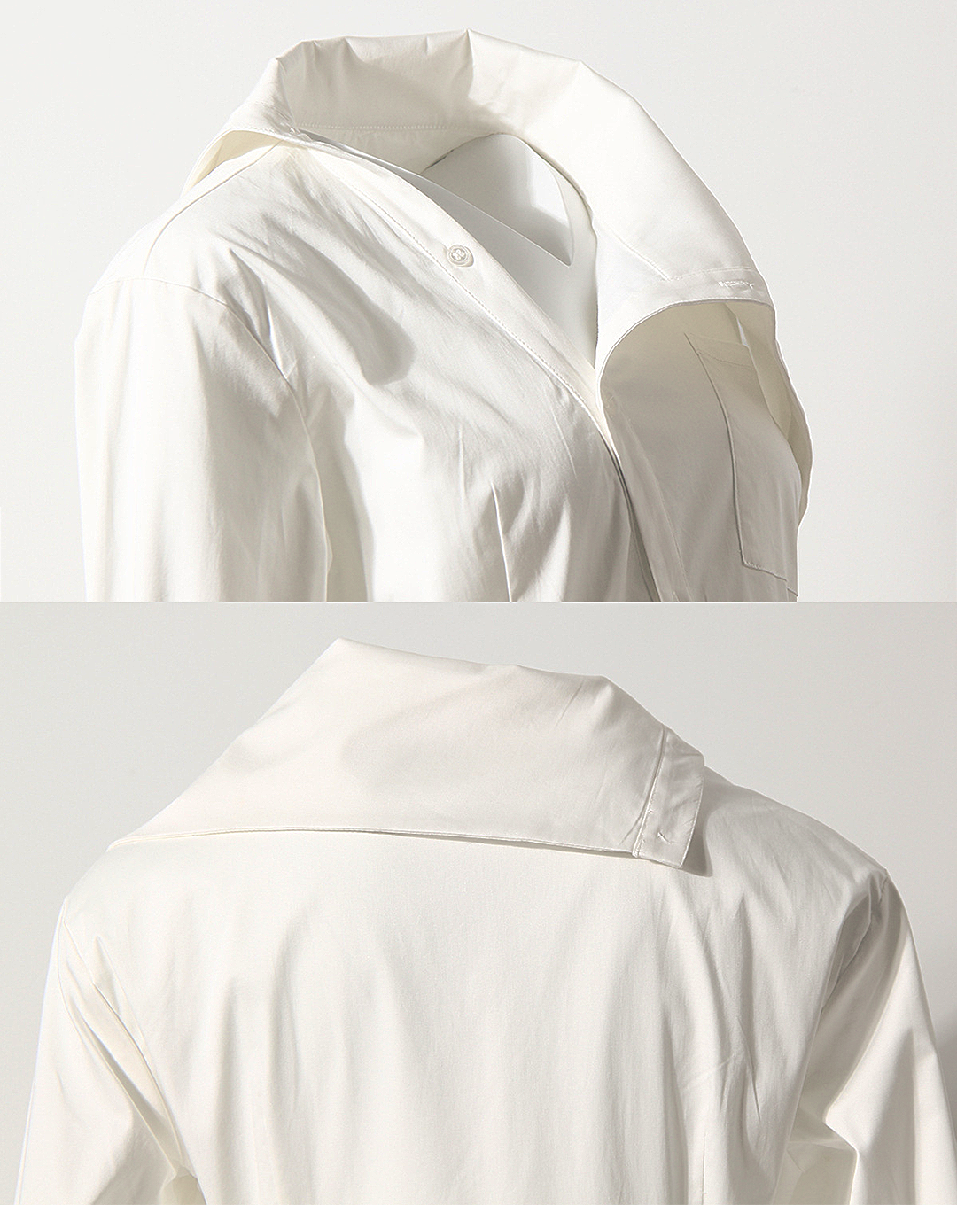 ♀Asymmetric Collar Handkerchief Hem Shirt