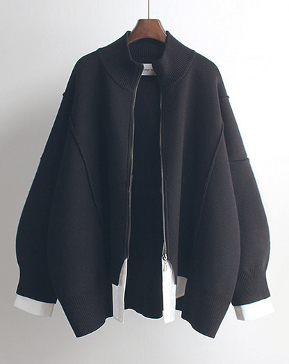 ♀Shirt Docking Knit Blouson