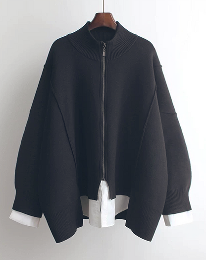 ♀Shirt Docking Knit Blouson