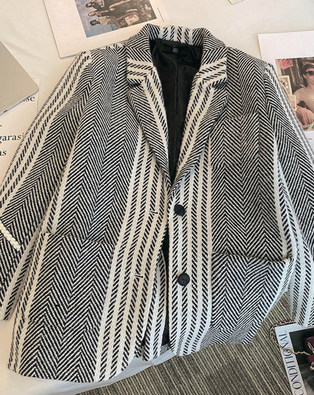 ♀Herringbone Striped Jacket