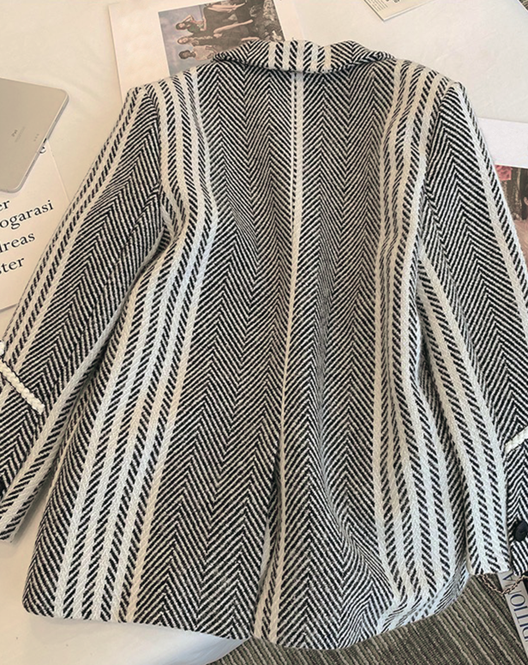♀Herringbone Striped Jacket
