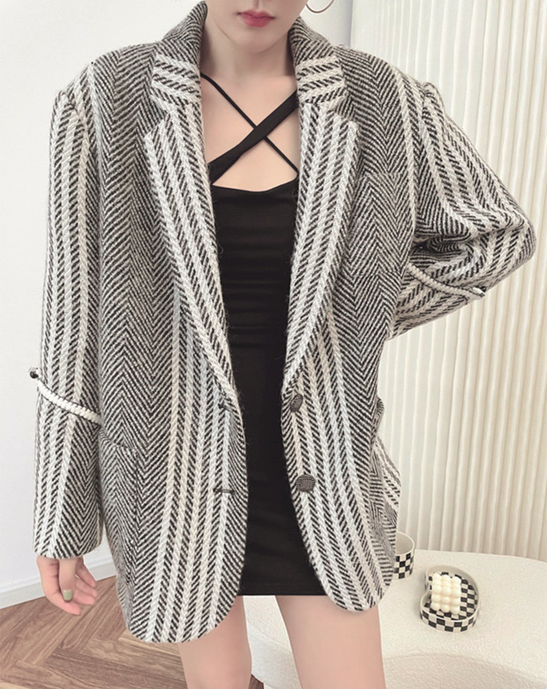 ♀Herringbone Striped Jacket
