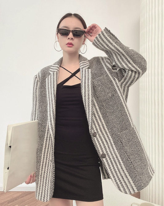 ♀Herringbone Striped Jacket