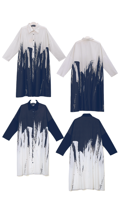 ♀Brush Pattern Mid-Length Shirt