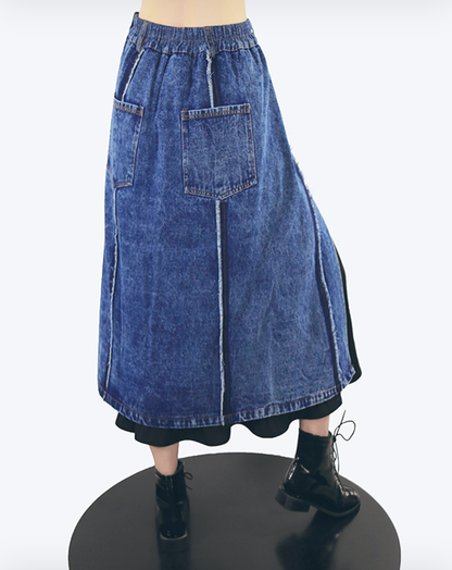 ♀Layered Denim Skirt