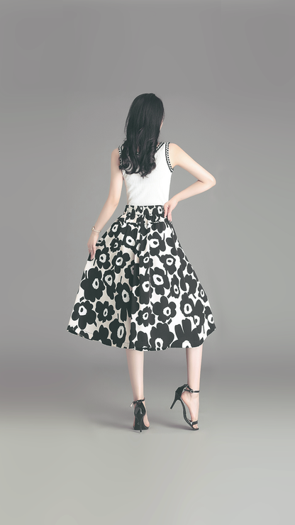 ♀Flower Print Drape Pants Skirt