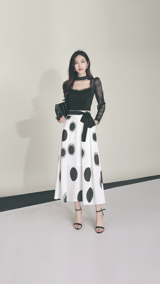 ♀Random Dot A-Line Skirt